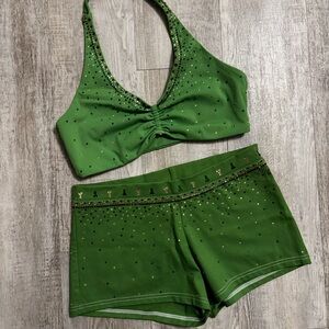 Green Halter Top and Shorts Set